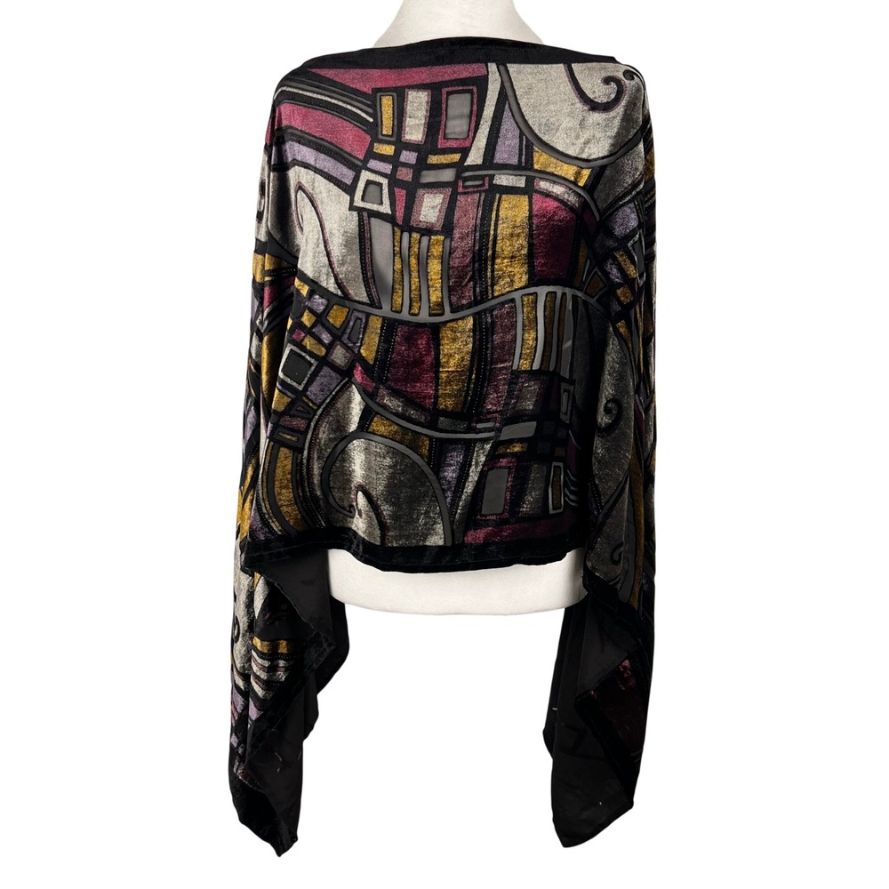 The Flutter Shawl Jewel Tone Artsy Kaftan Velvet Burnout Jewel Tone Wrap Shawl